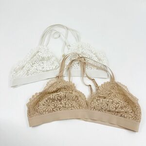 ✅ AERIE TAN AND CREAM (SET OF 2) BRALETTE SIZE LARGE